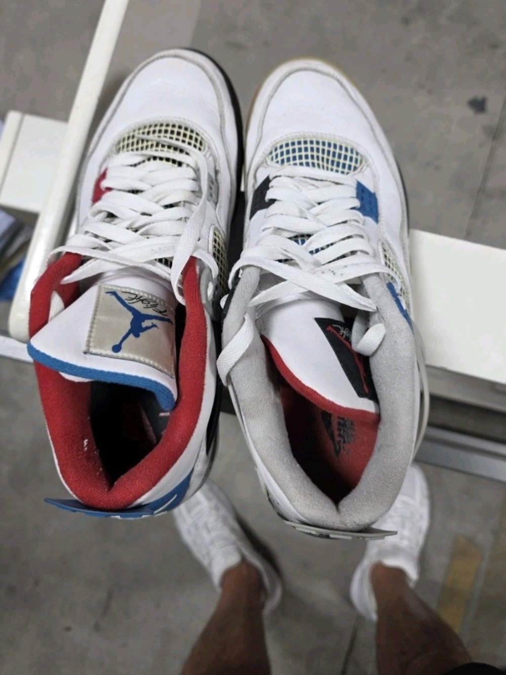 Jordan White Multicolor Retro 4 Men's Athletic Sneakers Sz 12.5 - Picture 4 of 5